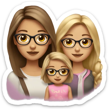 girl with brown blonde highlights and glasses with baby girl sticker