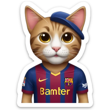 an fc barcelona dressed cat sticker