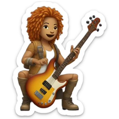 Leelou of thé 5th element playing basse guitar sticker