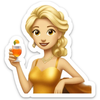 beautiful blond princess in a golden dress drinking aperol sticker