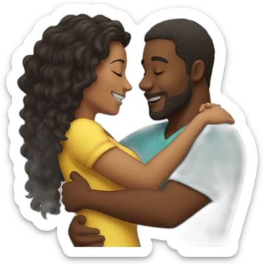 Caribbean man hugging whie woman sticker
