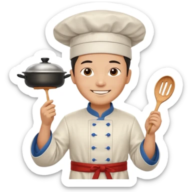 create emoji of a chinese man from 2000BC China cooking sticker