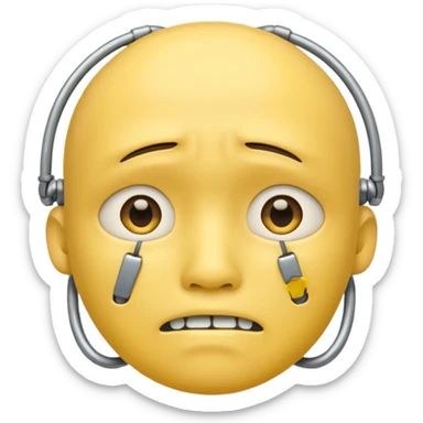 Yellow sad face with braces sticker