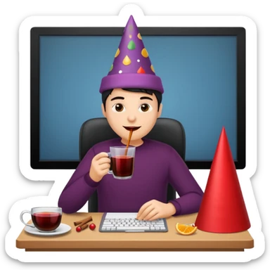 mulled wine party at work desk sticker