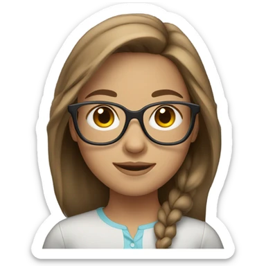 light brunette girl with glasses and light brown hair sticker