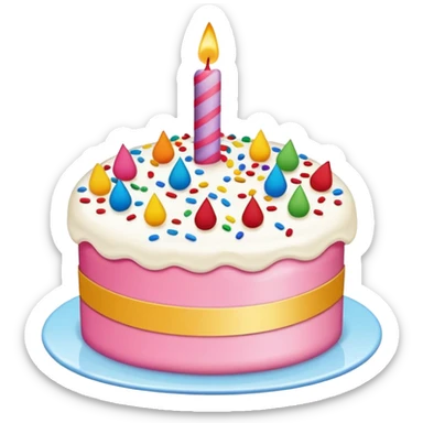 Birthday gift card with cake decoration sticker