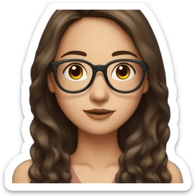 brunette girl with glasses and long hair with red tips sticker