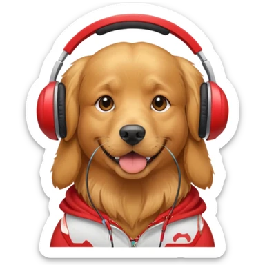 dog wearing red headphones sticker