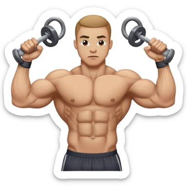 guy squeezing pecs cable crossover sticker