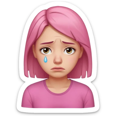 sad 30 year old woman pink shirt sticker