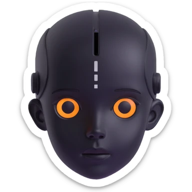 cyber 3D head of a kid, smooth plastic, digital face display, sci-fi elements, 3D icon style sticker