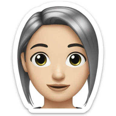 white girl long black straight hair sticker