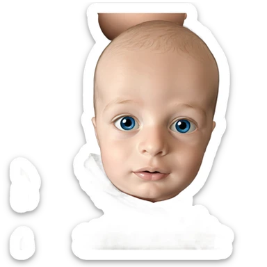 bald baby with blue eyes sticker