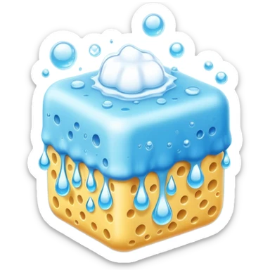 foam sponge object icon, soft sponge with soap foam, glossy wet look, 3D cartoon, mobile game icon style, centered, clean background, no text, no watermark

 sticker