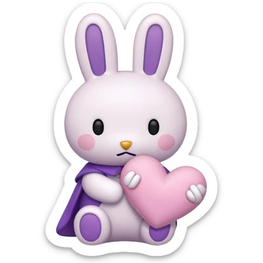 white and purple miffy in loveemoji sticker