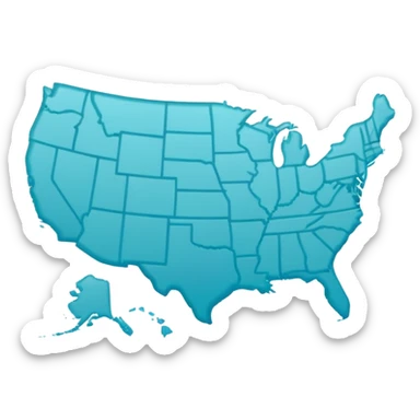 usa usacyan-colored map icon sticker