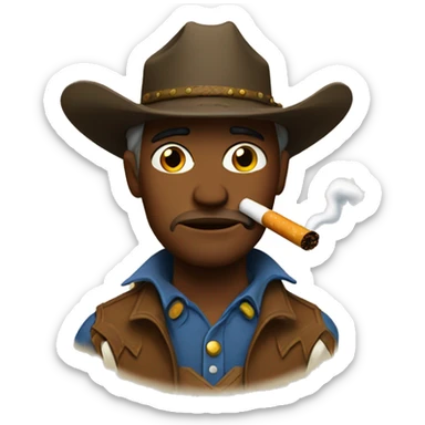 sad cowboy smoking cigarette  sticker