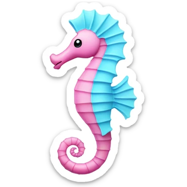 Pink seahorse with light blue details sticker