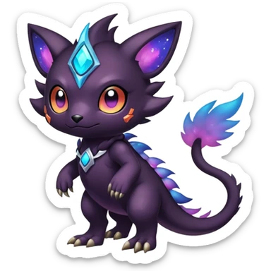 Cute cool colorful dark nebula fantasy-Fakemon-Digimon-animal-hybrid full body sticker