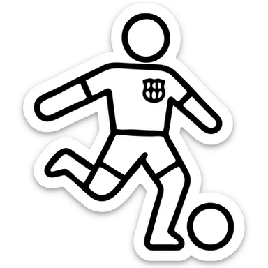 outlined icon of a Barcelona FC player kicking a soccer ball sticker