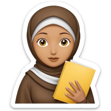 turkey wearing a hijab holding a yellow paper sticker