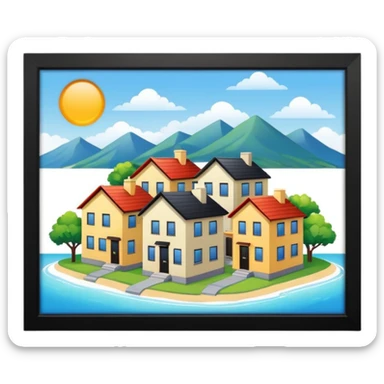 real estate site. A pc with houses that is for sold or rent sticker