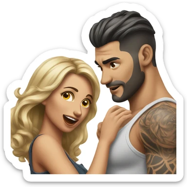 Hyper Realistic beautiful woman slapping a very handsome tattooed man sticker