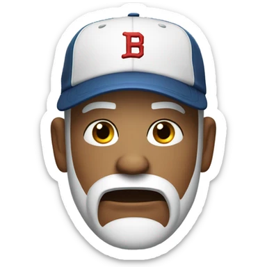 Angry bald man with a beard and baseball cap sticker