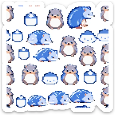 Baby hedgehogs Sonic, Shadow and Silver in colorful pixel art style sticker