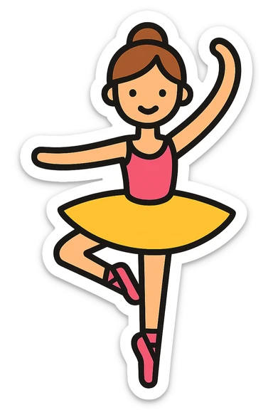 ballerina, lineal color icon with black outlines sticker