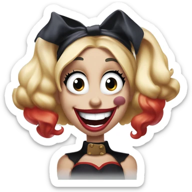 Laughing Harley Quinn in Uncle Scrooge style, mysterious eyes, intricate lips, masterpiece pose sticker