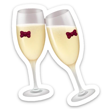 Two glasses of champagne cheering with burgundy bows sticker
