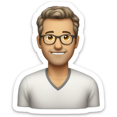 mature man with short brown hair combed back, no mustache and wearing glasses sticker