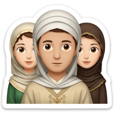 1 man with short hair and 3 veiled women sticker