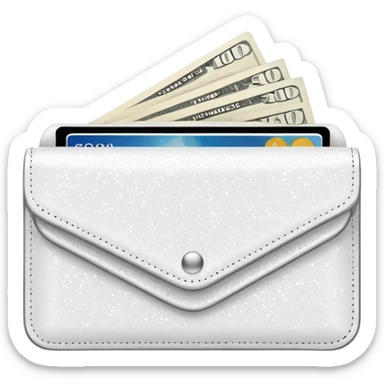 glitter white wallet with money and card sticker