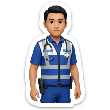 Filipino man paramedic uniform sticker