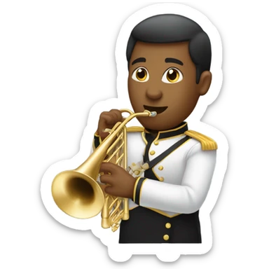 Marching band man playing trombone sticker