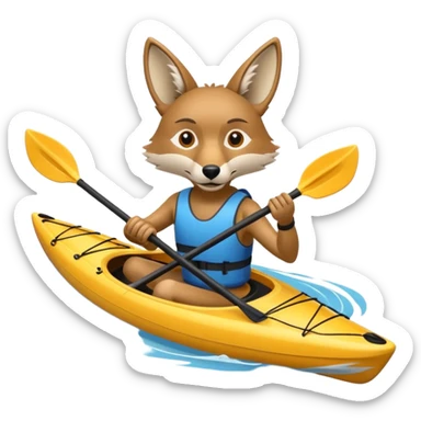 Humanoid coyote on a kayak sticker
