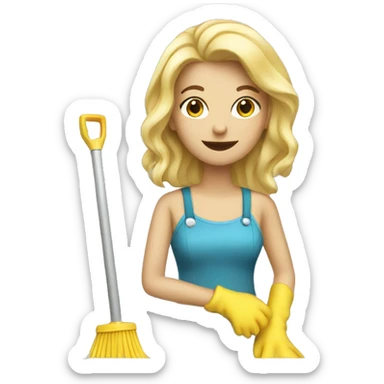 blonde woman cleaning with a mop sticker