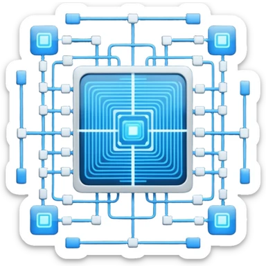 AI webflow on a computer - really complicated, sequences of squares connected to other squares, lines sticker