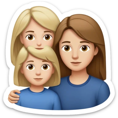 Mother and son . The mother has long brown hair and the boy has short blond hair  sticker