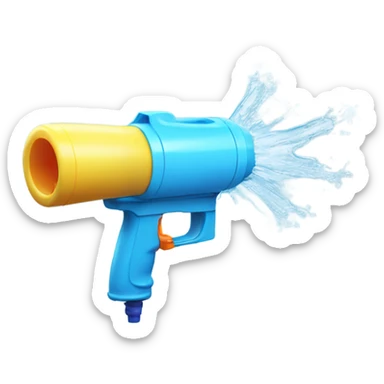 Spraying water gun at self sticker