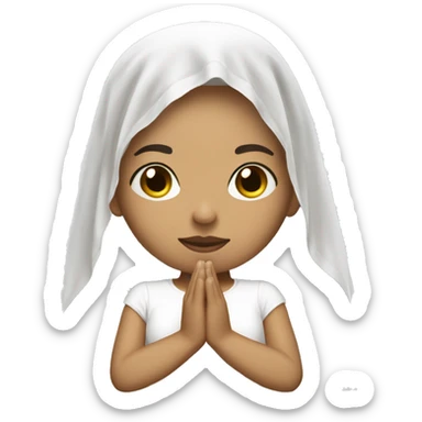 Light skin girl praying with eyes closed and lace white veil  sticker