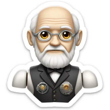 Charles darwin, but he is a fully functional robot, as depictured in the movie iRobot. sticker