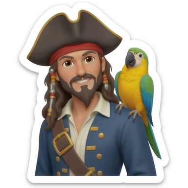 pirate and parrot sticker