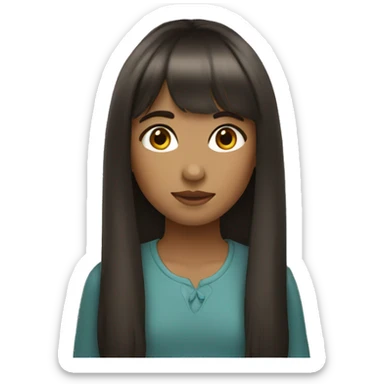 a girl with bangs long hair and brown eyes sticker