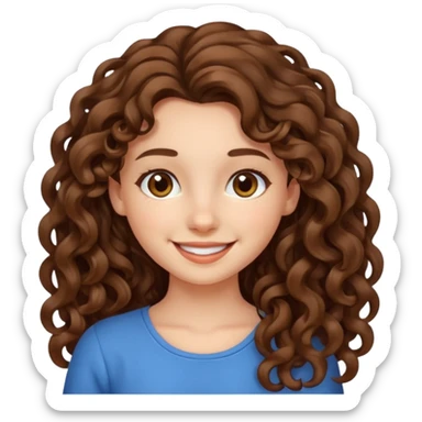 crée moi une jeune fille très belle avec les cheveux bouclés long brune sticker