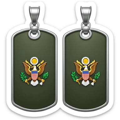 2 x Army name tag on metal pendant  sticker