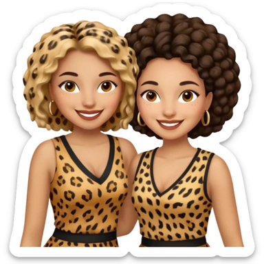 Latina woman and black woman in cheetah print outfit sticker