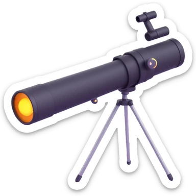 3D emoji of a telescope with a glowing lens, futuristic style sticker